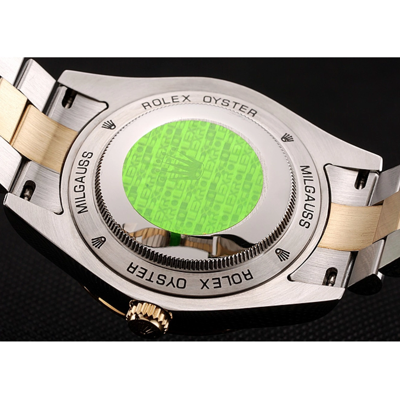Aaa replica watch Rolex Tone Gold Dial Champagne Case Swiss 1453974 Diamond Day-Date Stainless Steel Two Bracelet 0520